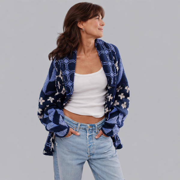 ELORIA™ - Vintage Button Down Collar Long Sleeve Oversized Cardigan