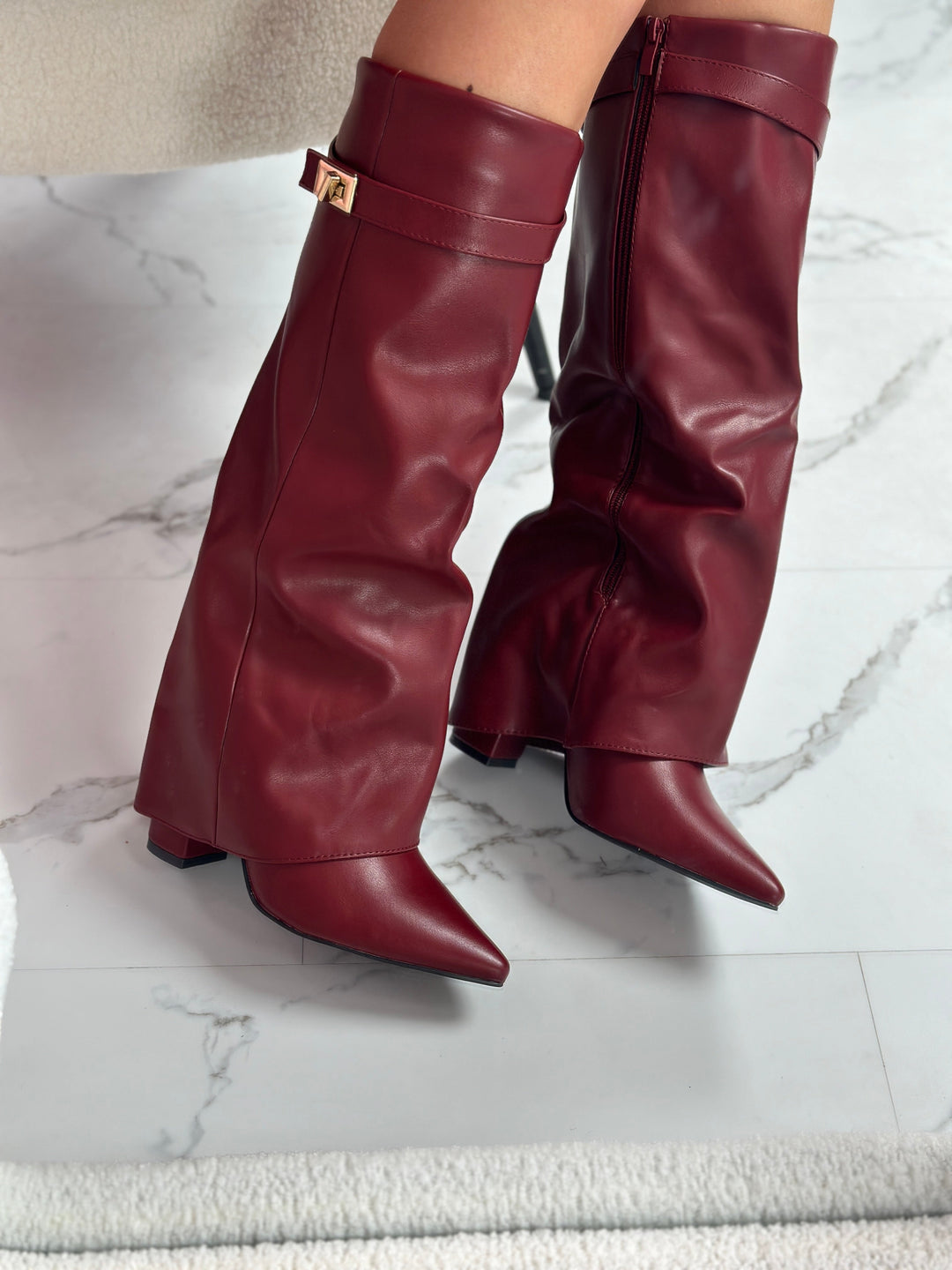 ELOIS™ - Burgundy Leather Boots