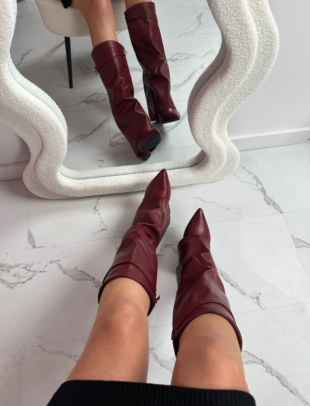 ELOIS™ - Burgundy Leather Boots