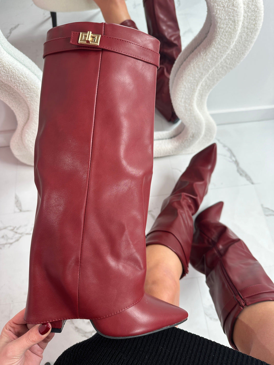 ELOIS™ - Burgundy Leather Boots