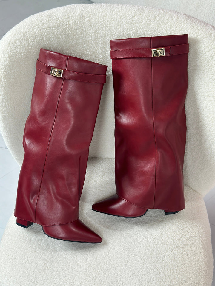 ELOIS™ - Burgundy Leather Boots