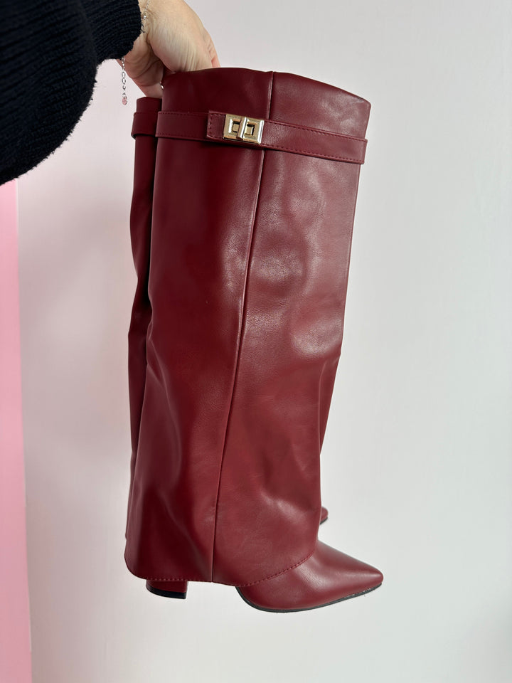 ELOIS™ - Burgundy Leather Boots